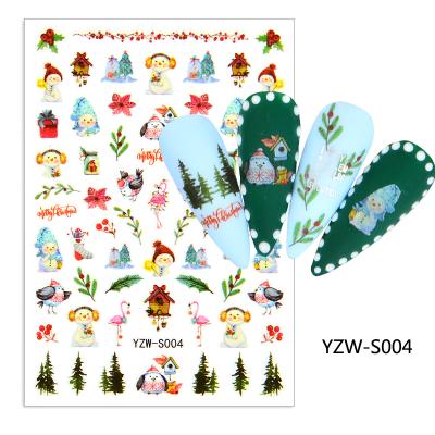 China YZW-S 001-20 Ultra Thin Christmas Snow 3D Nail Stickers 3D Nail Sticker DIY Decals Paper Art Decoration Self Adhesive Nail for sale