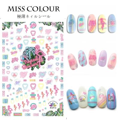 China Paper + PET+ Ink + Glue Missing Color Japan Manicure Flower Nail Decal Wrap Korean UV Thin 3D Gold Cartoon Nail Adhesive Stickers R087- 167 for sale