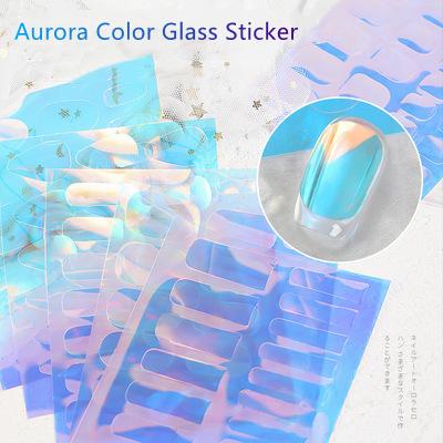 China Water Nail Stickers Nail Art Design Transfer Sticker Holographic Candy Paper Aurora Color Glass Sticker Colorful for Nail Art Decoration for sale