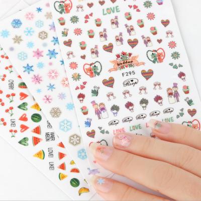 China Self Adhesive Nail Art Sticker F137-204 Embossed 3D Nail Stickers Blooming Flower 3D Nail Art Tips Decoration Art Stickers Decals Adhesive Manicure for sale