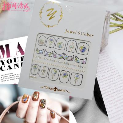 China Paper Z-D 3718 - 3729 Wholesale Supply Self Adhesive Gold 3D Nail Stickers Star Moon Diamo Adhesive Metallic Nail Stickers for sale