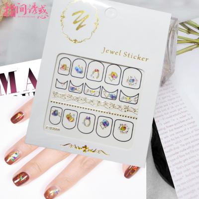 China Z-D3664- 3687 Paper Wholesale Supplies Metallic Gold 3D Nail Stickers Adhesive Self Adhesive Nail Stickers Star Moon Diamo for sale