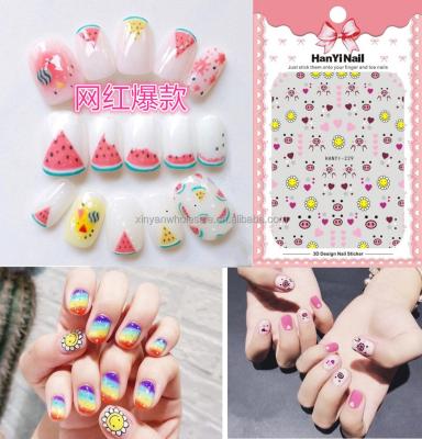 China Hanyi240-339 Japan Winter Wholesale Metallic Self Adhesive 3D Cartoon Christmas Paper Animal Charms Foil Nail Stickers DIY Decals for sale