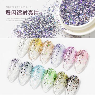 China Wholesale Shiny Colorful Holographic Nail Art Glitter Flakes Sequins Cartoon 3D Hexagon Nails for sale