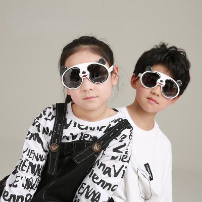 China 2022 New Kids Sunglasses Fashion Cartoon Panda Polarized Anti Ultraviolet Sunshade Soft Silicone Baby Shading Sunglasses for sale