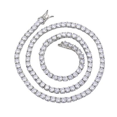 China Non-fading Hip Hop Women Men Alloy Chains Crystal Cubic Zirconia Tennis Choker Iced Out Jewelry Diamond Tennis Chain CZ Tennis Necklace for sale