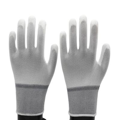 China Gardening Gloves Nylon Palm White PU Coated Gloves Seamless Palm Fitted Gloves for sale