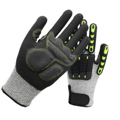 China Oil Field Gardening Level 5 Cut Resistant TPR Gloves Shock Proof Auto Mechanic Construction Gloves for sale