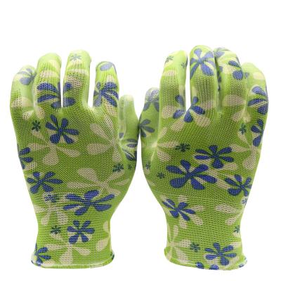 China BMSAFETY OEM Gardening Flower Printed PU Women Garden Gloves for sale