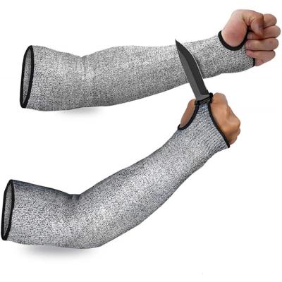 China Gardening Heavy Duty Glass Industry Level 5 Anti Cut Sleeves For Arm Protection With Thumb Hole for sale