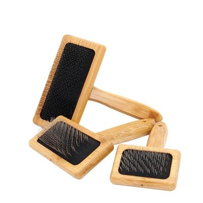 China Durable Natural Bamboo Handle and Stainless Steel Comb Hair Brush Dogs Cats Pets Accessories Tools Knot Open Pet Comb Dense Durable for sale