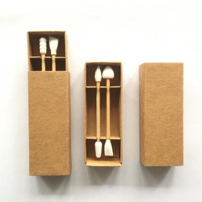 China Custom Safe Reusable Reusable Bamboo Silicone Cotton Swab Q Tip With Cardboard For Ear Cleaning And Makeup for sale