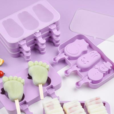 China Cute Viable Ice Cream Mold Cartoon Design Food Grade Silicone Popsicle Molds Convenient Ice Maker Tools Kitchen Accessories for sale