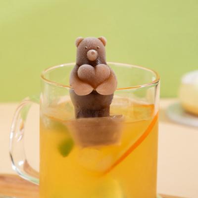 China Viable Cute Ice Cube Molds Bear Design Silicone Ice Maker Mold for Cafe Juice Bar Kitchen Accessories Ice Cream Decor Nonstick for sale