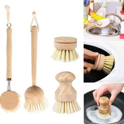 China Eco-Friendly Zero Sustainable Waste Natural Wooden Cleaning Scrubber Sweep Cocos Sisal Mini Bamboo Dish Cleaning Brushes for sale