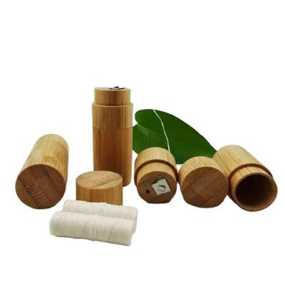 China Zero Waste Oral Care Bamboo Flossers Dental Organic Flosser Eco-Friendly Mint Plastic Free in Bamboo Container for sale