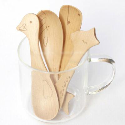 China Mini Baby Spoon Fruit Food Small Eco-friendly Spoon Bamboo Ice Cream Kids Custom Cute Disposable Feeding Spoon for sale