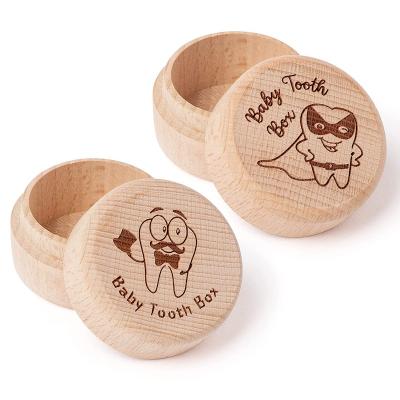 China China Custom Laser Cut Kids Milk Tooth Box Organizer Wooden Teeth Wood Storage Milk Teeth Case Box For Boy Girl for sale