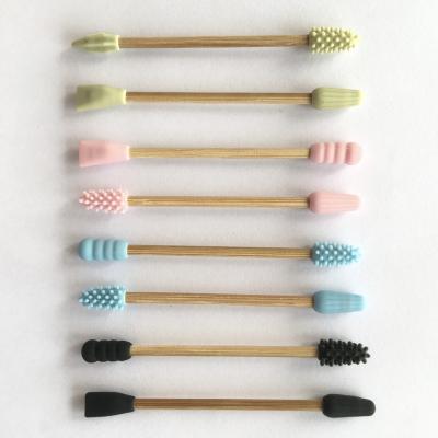 China Health Care Cotton Swabs Silicone Makeup Tips Eco-Friendly Reusable Cotton Swabs For Makeup Ear Cleaning for sale