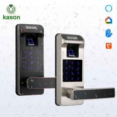 China Modern Waterproof Durable App Smartphone Unlock Fingerprint Door Lock Handle Keyless Entry Touch Screen Wi-Fi Smart Lock for sale