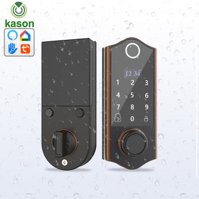 China WiFi Modern Keyless Random Blue Tooth Security Passcode Quarter Code Card IC Digital Smart Door Lock With Tuya Numeric Keypad Deadbolt Data Items for sale