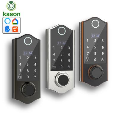 China Modern Salt Spray Test Approved Surface Build In Touch Screen Keypad Fingerprint Smart Deadbolt Door Lock American Keyless for sale