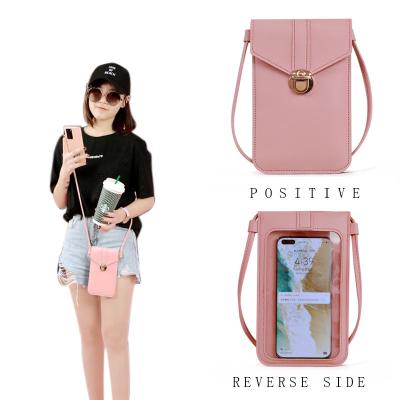 China Anti-fall Girls Cross Body Touch Screen Cell Phone Lady Bags Cross - Simple Body Shoulder Leather Bags Women Cell Phone Touch Screen Purse for sale