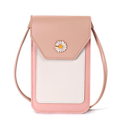 China Multifunctional women cross body sling ladies pinch girls leather outdoor waist shoulder cell phone bag transparent smart mobile touch screen for sale