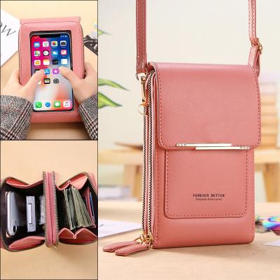 China High Quality Girls Cross Body Bag Touch Screen Cross - Body Ladies Pinch Cell Phone Outdoor Bags Fashion Sling Leather Shoulder Forever Better for sale