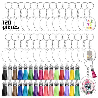 China Can be customized transparent around empty square acrylic blanks, DIY handmade creation acrylic key chain 120 pieces set, can be customized shape for sale