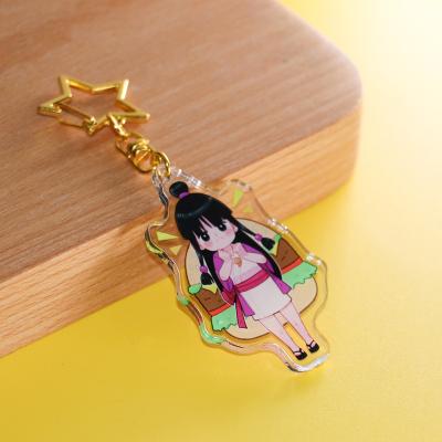 China Custom High Quality Plastic Anime Holographic Glitter Hologram Keychain Acrylic Keychain Plastic Acrylic Charms for sale