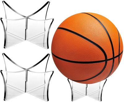 China Custom Clear Acrylic Display Rack Tennis Basketball Football Soccer Ball Rugby Display Table Stand Rack Acrylic Basketball Football Showcase for sale