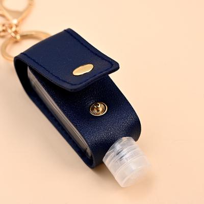 China Newest Color Travel Size Bottle Holder Eco-friendly Multiple Leather Waterless Key Holder PU Sanitizer Ring Tassel Keychain Portable Hand for sale