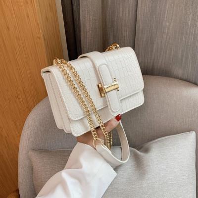 China Wholesale Women's Minimalism Square Crossbody Bag Fashion Fashion Chains Crocodile Pattern Shoulder Bags for Women Purses and Handbags for sale