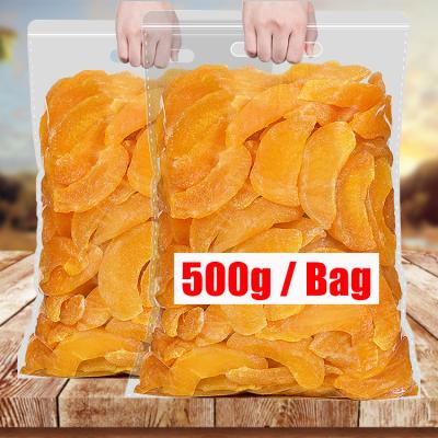 China OEM PRESERVED Wholesale Bag 500g Sweet And Sour Yellow Peach Dried Canned Fruit Snacks Slices Casual Dried Fruit Food for sale