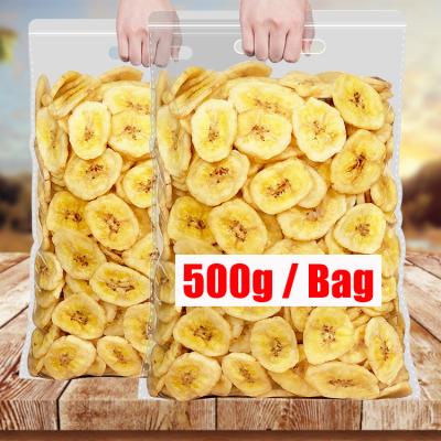 China OEM Wholesale Bag 500g Dry Crispy Banana Chips Dried Fruit Snacks Dehydrated Crispy Dried Fruit Vegetables for sale