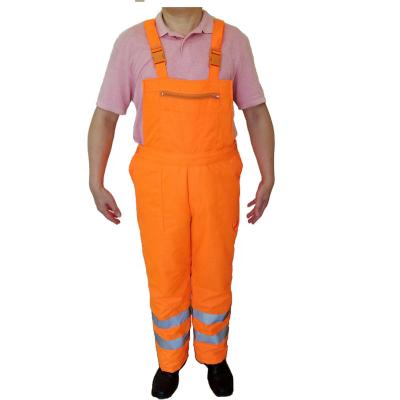 China Hi Vis Padded Safety Bib Anti-dirty pants high visible overall mender working pants with reflective tape for sale