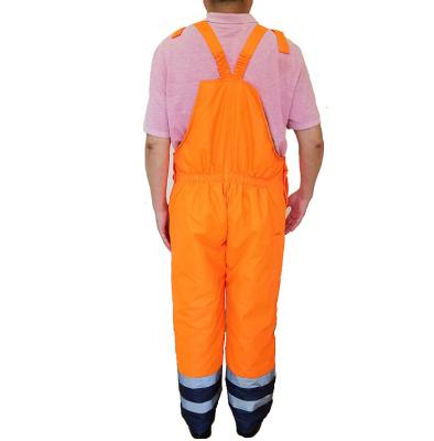 China Hi Vis Padded Safety Multi-pockets Anti-dirty Bib Pants Hi Vis Padded Overall Miner Working Visible Overall Miner Jumpsuit With Reflective Tape for sale