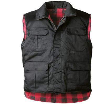 China Kidney Protection Padded Quilted Flannel Lining Body Warm Vest Multi Pockets Casual Duty Cargo Vest for sale