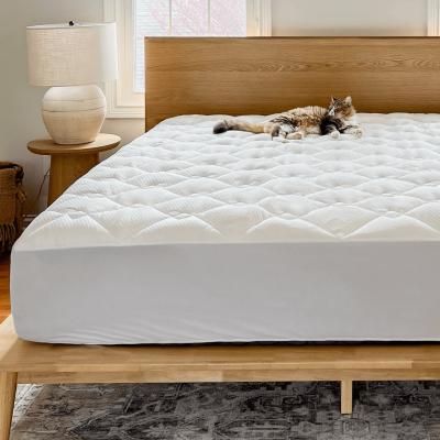 China Anti-Static Queen Size Cover Bamboo Fabric Down Alternate Mattress Bed Topper With Skirt 8-21-Inch Deep for sale