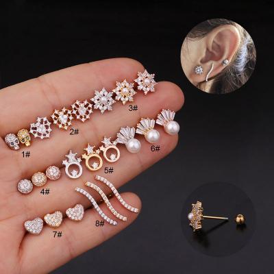 China Fashionable stainless steel bar 20G helix ear cartilage piercing earrings tragus earring beads piercing jewelry for sale