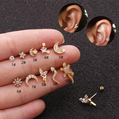 China CLASSIC ready to ship 18K gold plated stainless steel bar helix conch antitragus rook ear piercing jewelry for sale