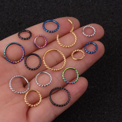 China CLASSIC Round End Effect 316L Stainless Steel Flexible Twist Piercing Ring Nose Hoop for sale