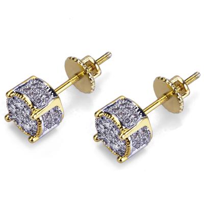 China Amazon Hot Sale European and American Fashionable Hip Hop Earrings With Zircon Round Earrings 925 Silver for sale