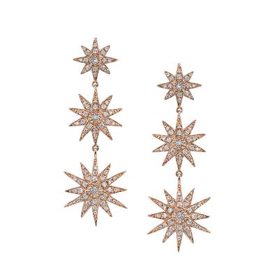 China 2017 New Designs D.C.A. Luxury Fashionable Zircon Stone Stunning Star Drop Earring For Women for sale