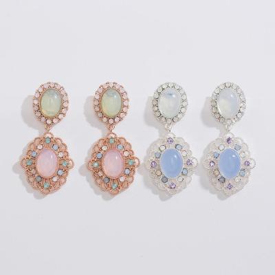 China Wholesale Designs Rose Quartz Stone Drop Earring Fashion Design Jewelry Drop Earring Jewelry for sale