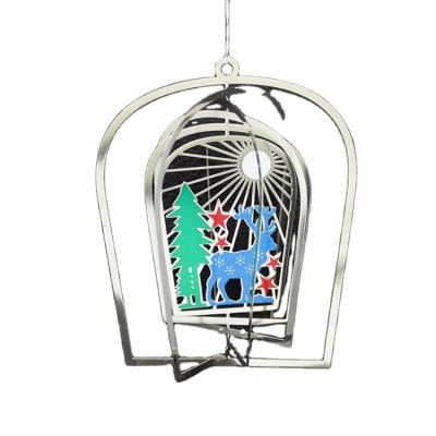 China Custom Europe Sublimation Metal Christmas Ornaments White Bulk Metal Garden Ornaments Decorative Metal Christmas Ornament for sale