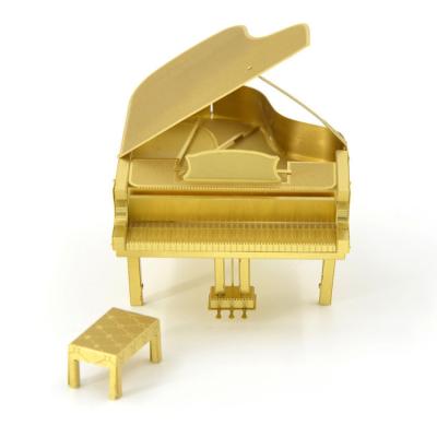 China Custom Creative Eco-friendly 3D Design White House Brass Etched Metal Puzzle 3D Piano Model DIY for sale