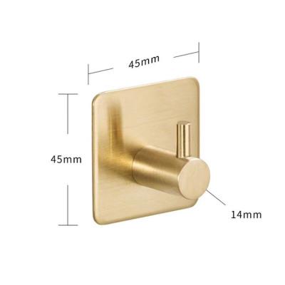 China Viable Hot Sale Bathroom Towel Clothes Stainless Steel Adhesive Hat Hooks For Wall Kitchen Side Wall Double Hook Adhesive for sale