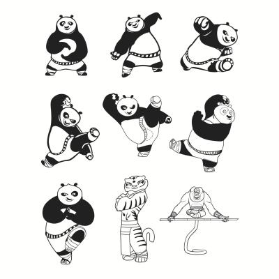 China Creative Transparent Cartoon Sticker DIY Hand Account Stationery PVC Kung Fu Panda Christmas Sticker for sale